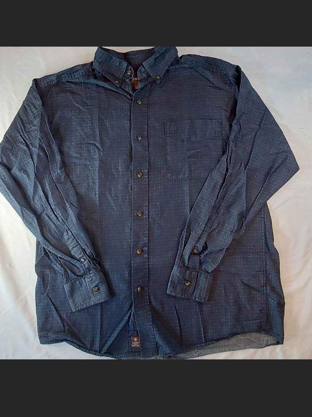Ariat Men’s M Long Sleeve Geometric Diamond Snap Button Down Western Shirt Navy
